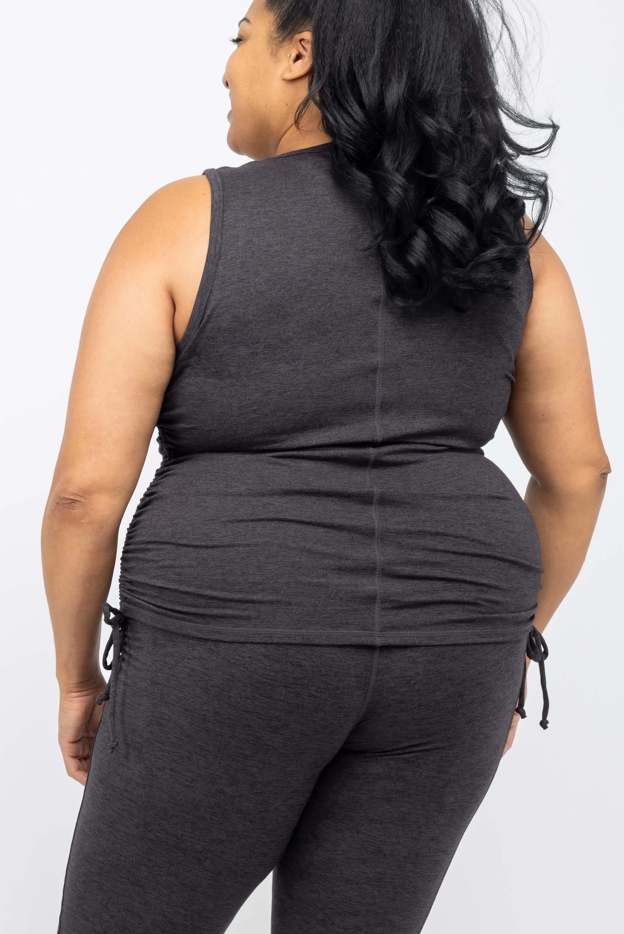 SuperSoft Cinch Tank - Heather Black