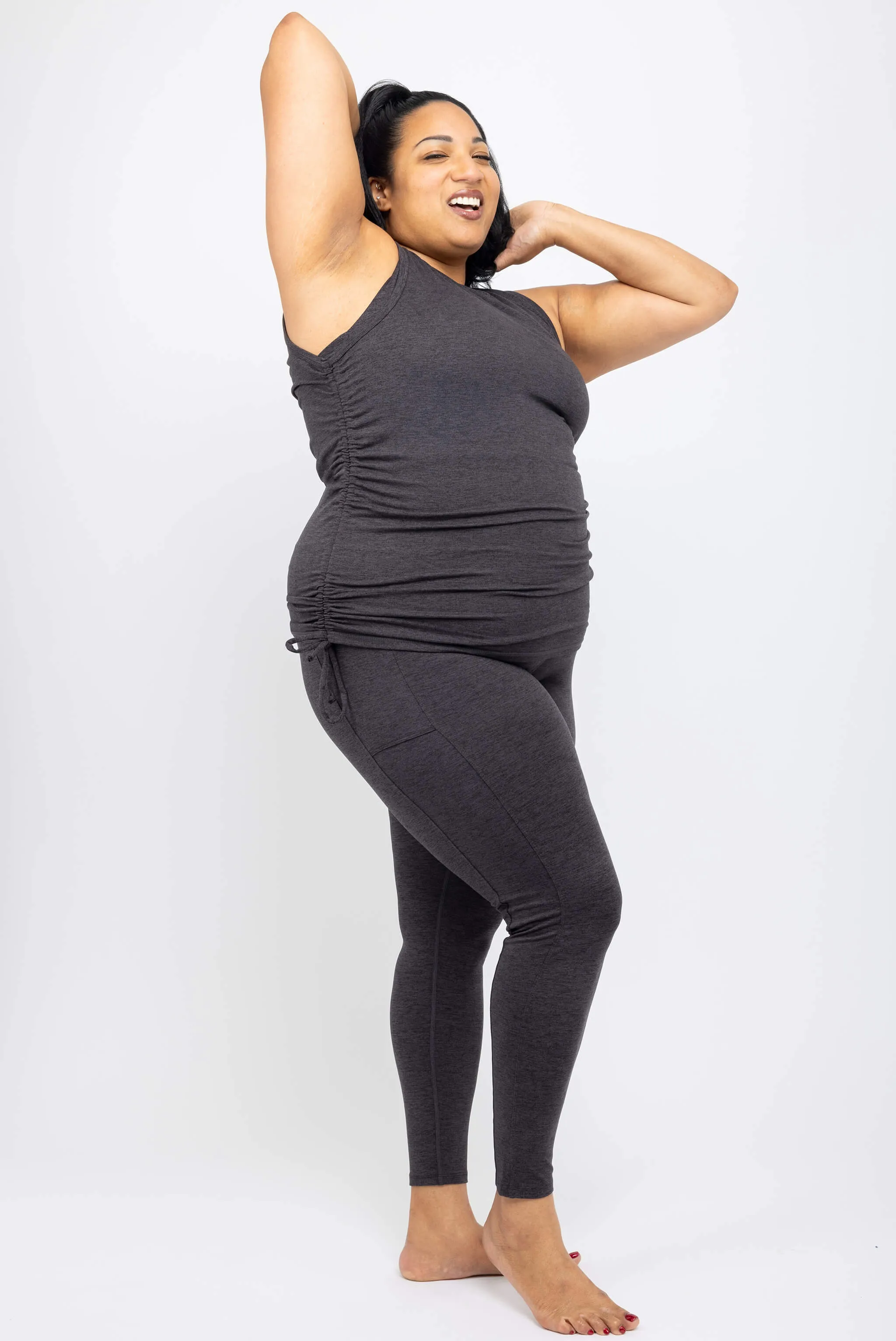 SuperSoft Cinch Tank - Heather Black