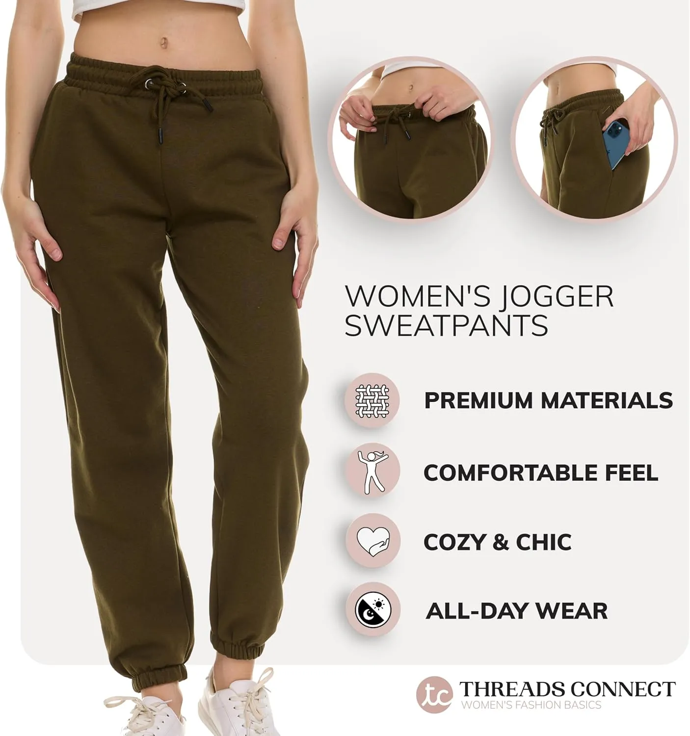 Sweatpants for Women, Closed Cinch Bottom Fleece Lounge Womens Oversized Joggers