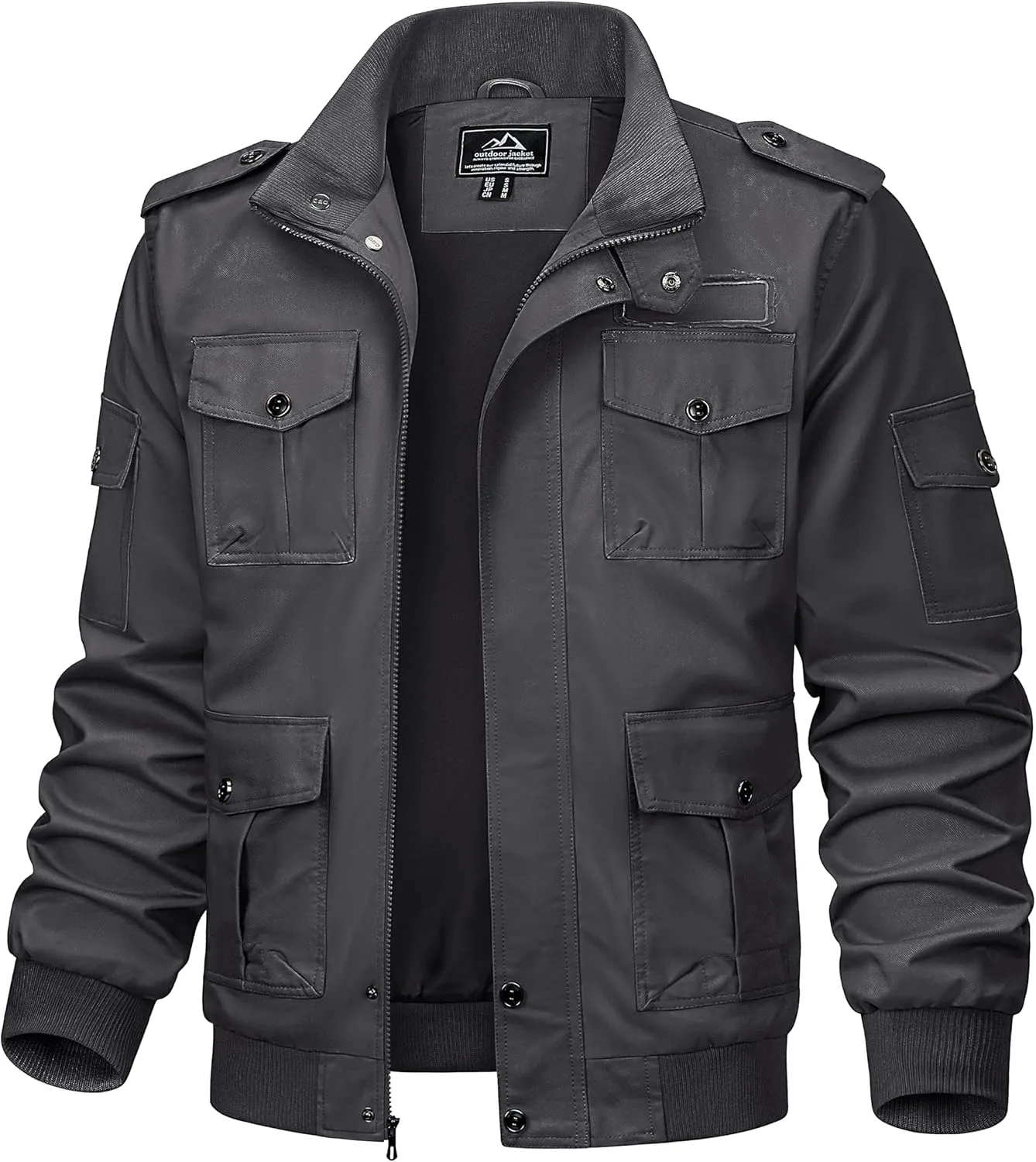TACVASEN Men's Military Cargo Jacket with Multi Pockets