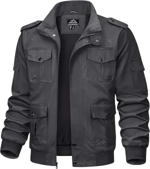 TACVASEN Men's Military Cargo Jacket with Multi Pockets