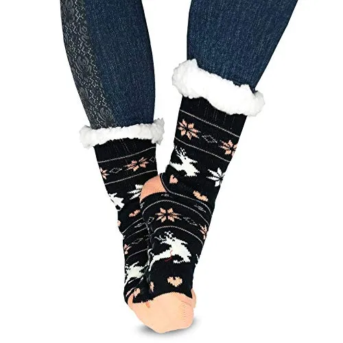 TeeHee Socks Women's Winter Polyester Crew Deer D 3-Pack (R1869)