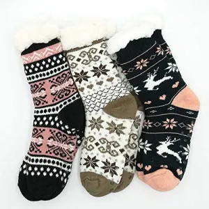 TeeHee Socks Women's Winter Polyester Crew Deer D 3-Pack (R1869)