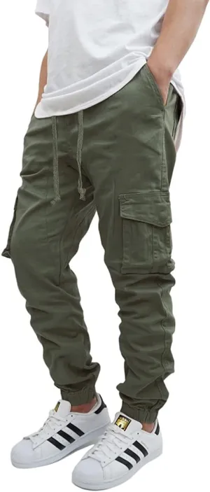 URBANJ Men's Stretch Twill Drop Crotch Jogger Pants S-5XL