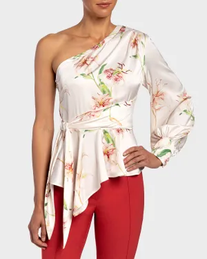 VEGA One Shoulder Faux Wrap Blouse