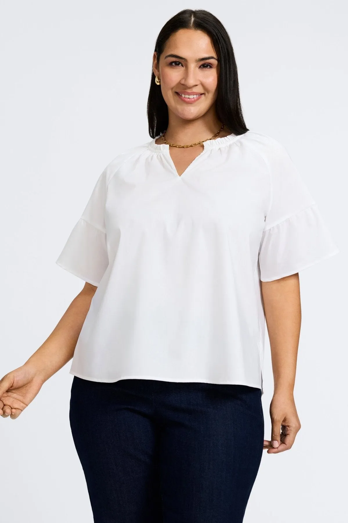 Vicky Plus No Iron Stretch Cotton Popover