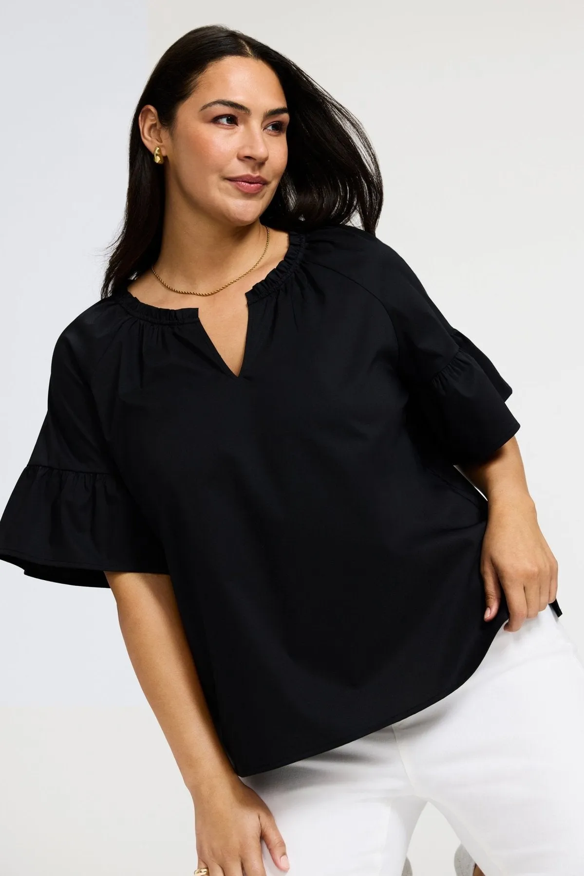 Vicky Plus No Iron Stretch Cotton Popover