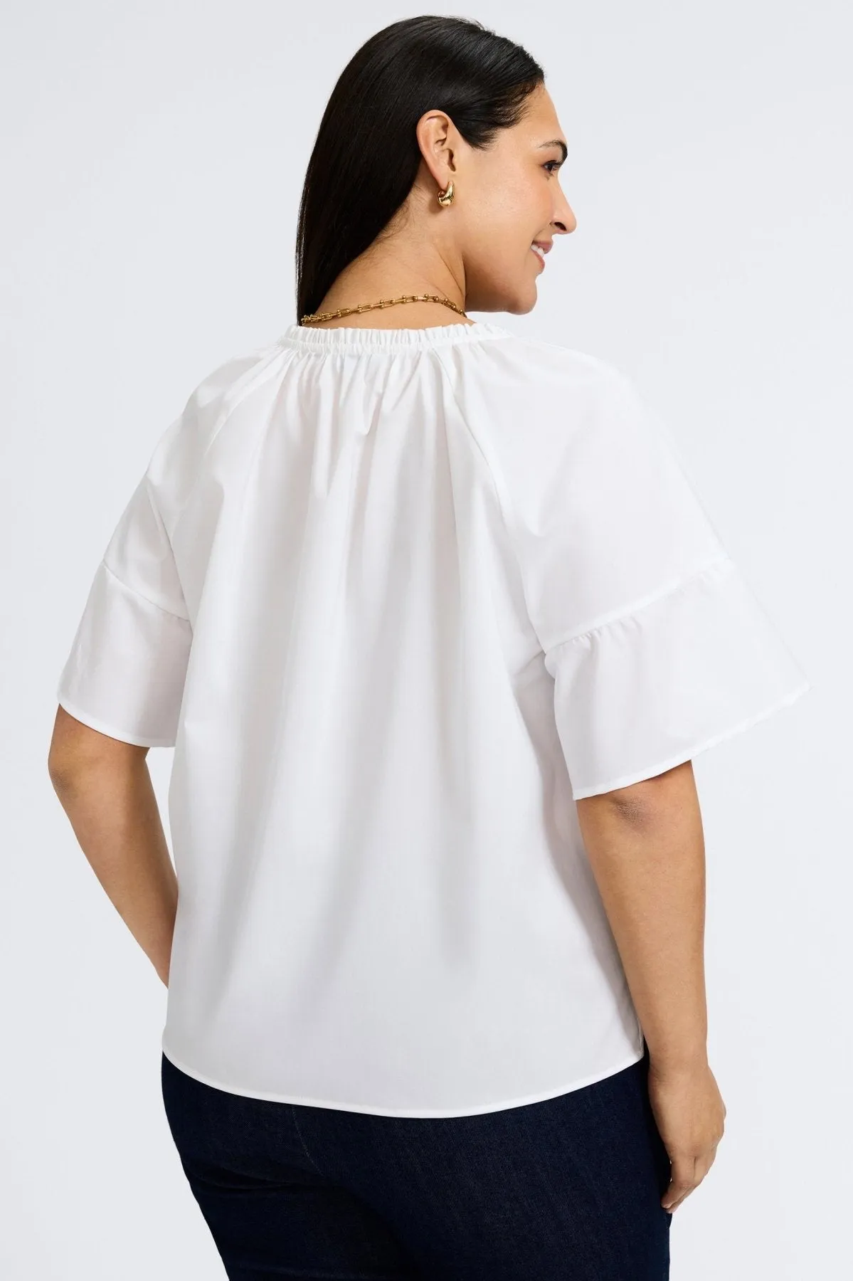 Vicky Plus No Iron Stretch Cotton Popover