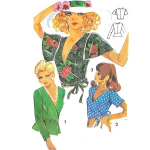 Vintage 1970s Pattern – Wrap-over Top or Blouse  - Bust 32.5 - 36" (82.5-91.4cm)