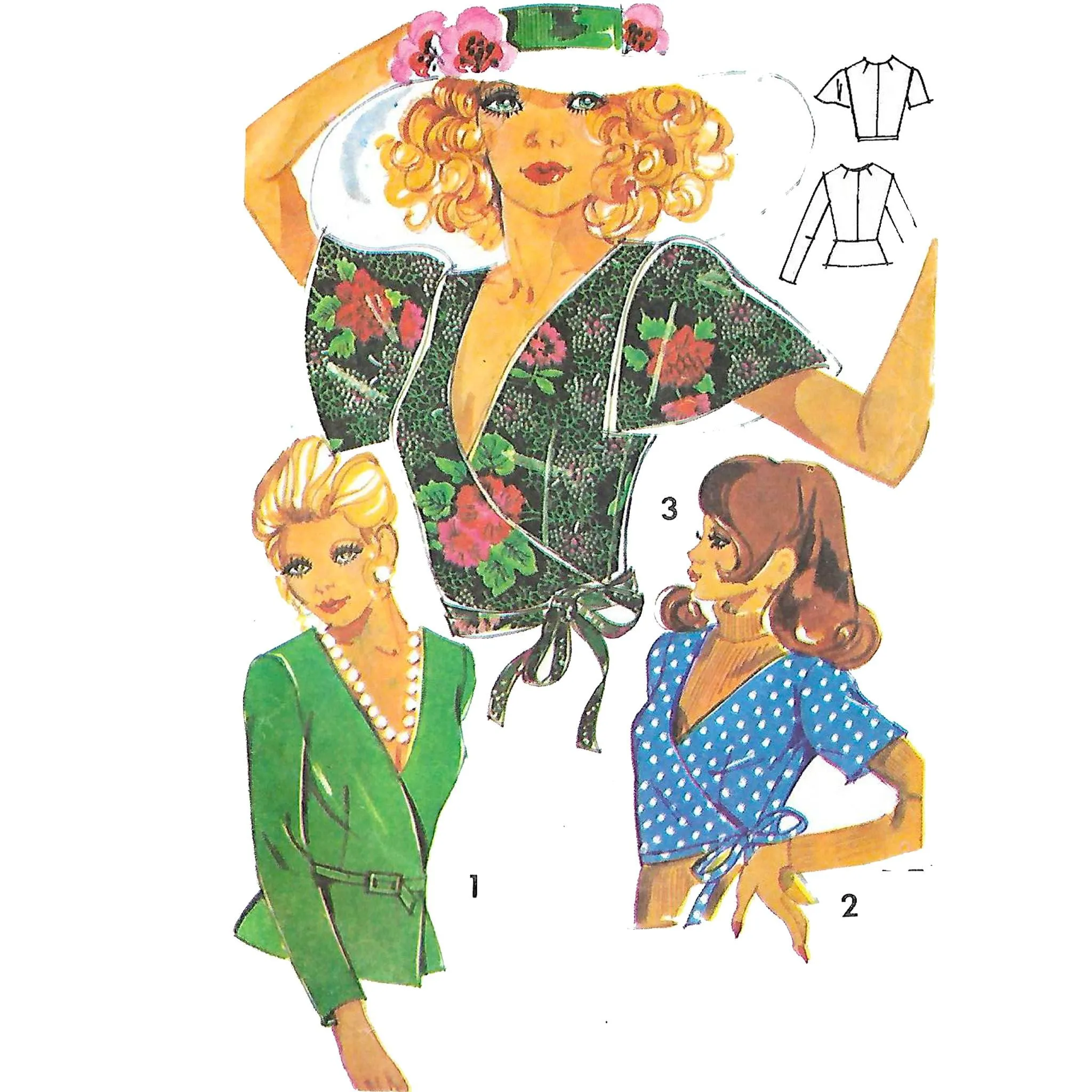 Vintage 1970s Pattern – Wrap-over Top or Blouse  - Bust 32.5 - 36" (82.5-91.4cm)