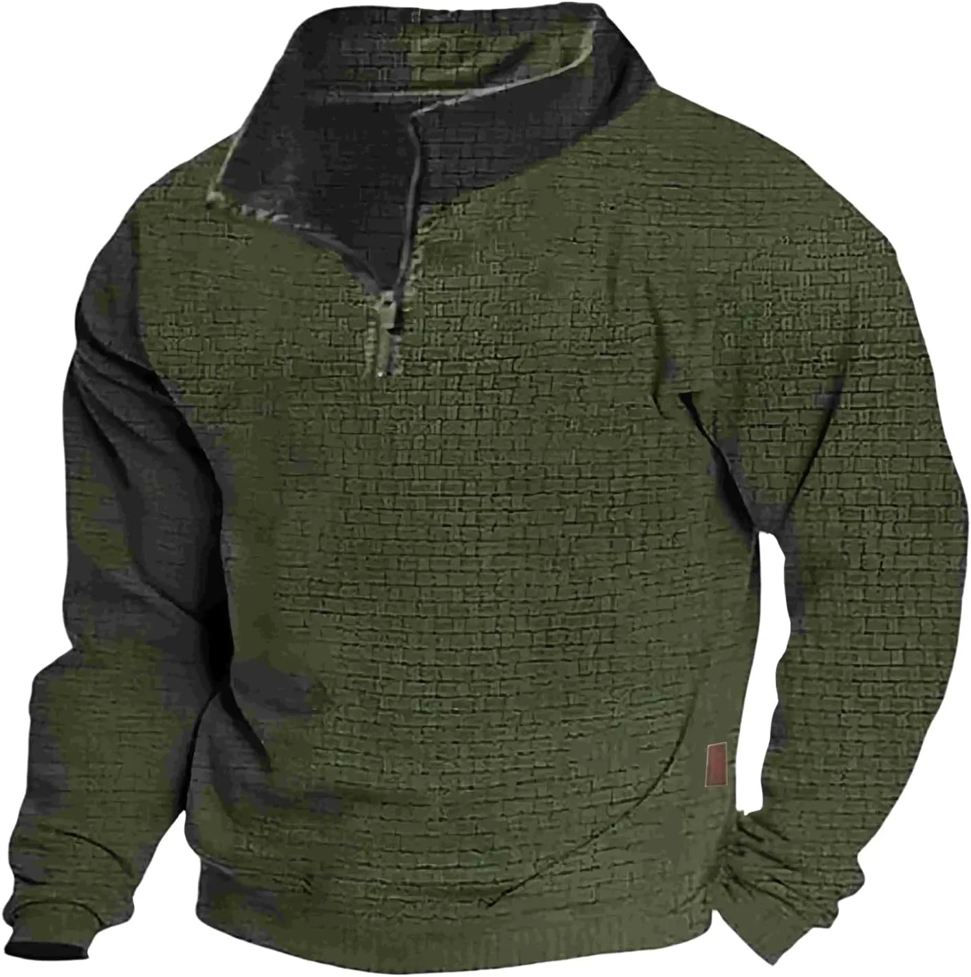 Vintage Quarter Zip Sweatshirt for Men Casual Long Sleeve Waffle Pullover Sweatshirts Mock Neck Sweaters Hoodies