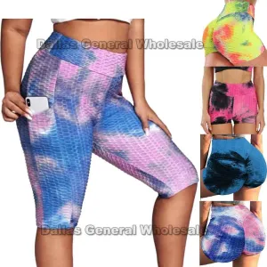 Waffle Tye Dye Capris W/ Pockets Wholesale