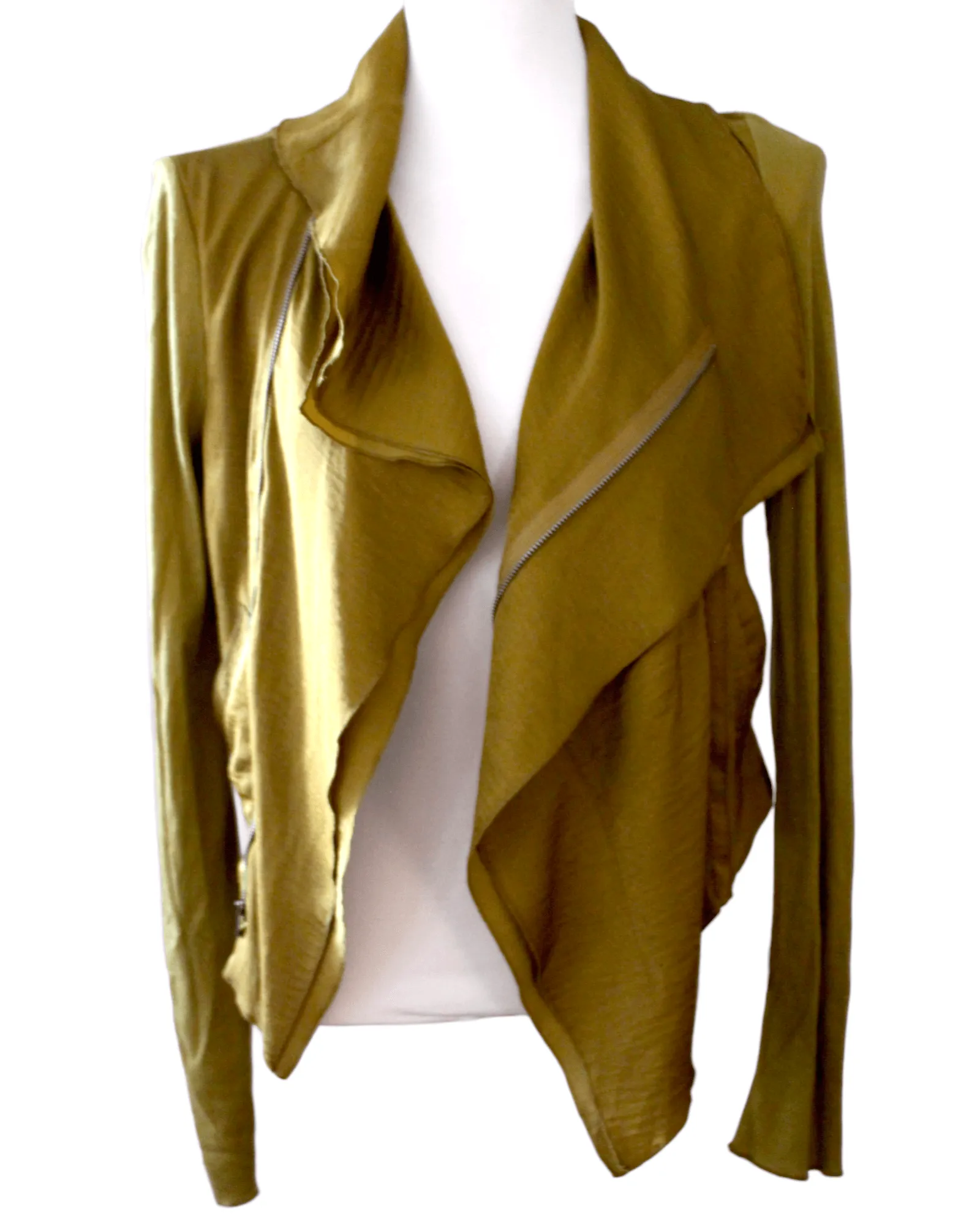 Warm Autumn Silky Olive Moto Jacket