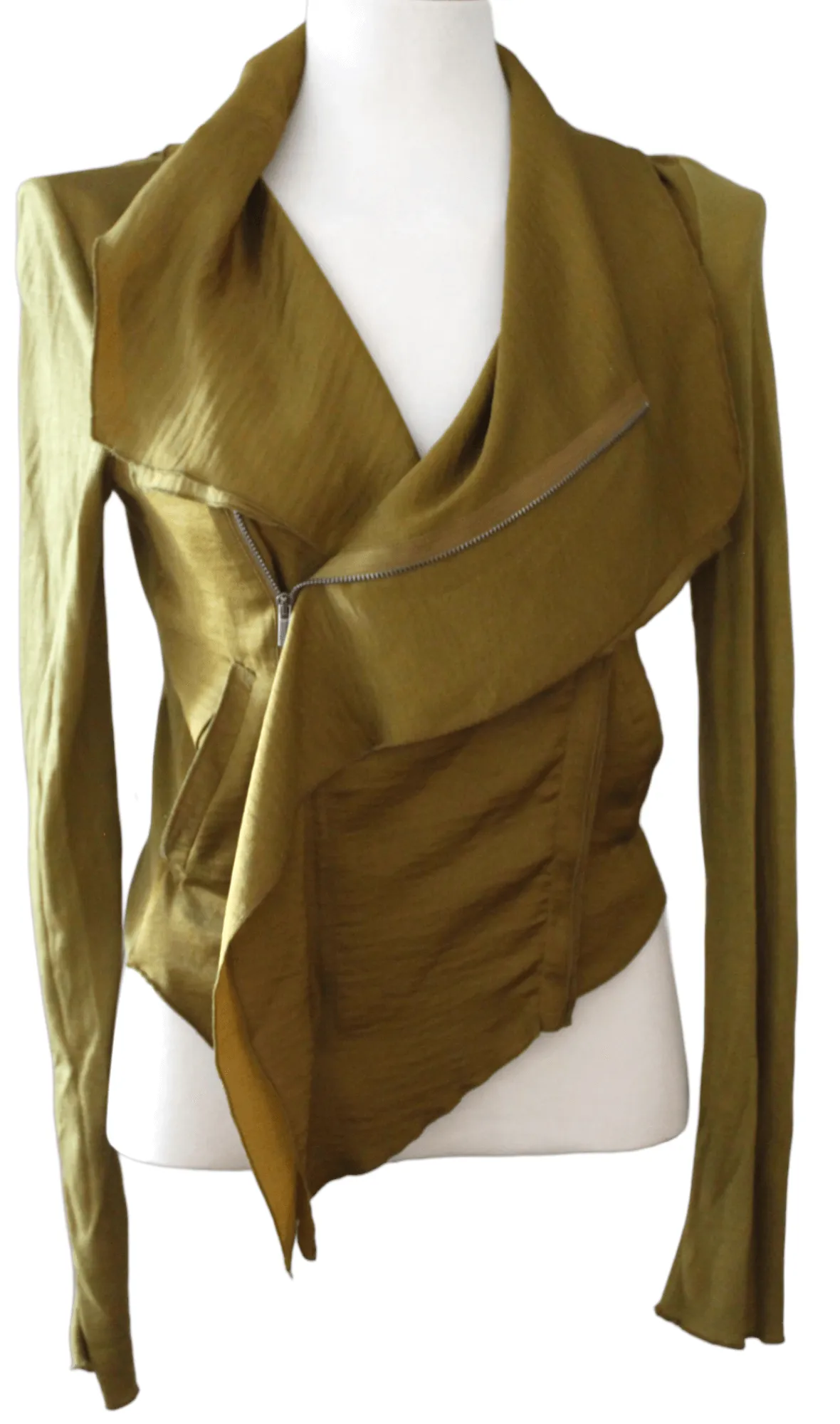 Warm Autumn Silky Olive Moto Jacket