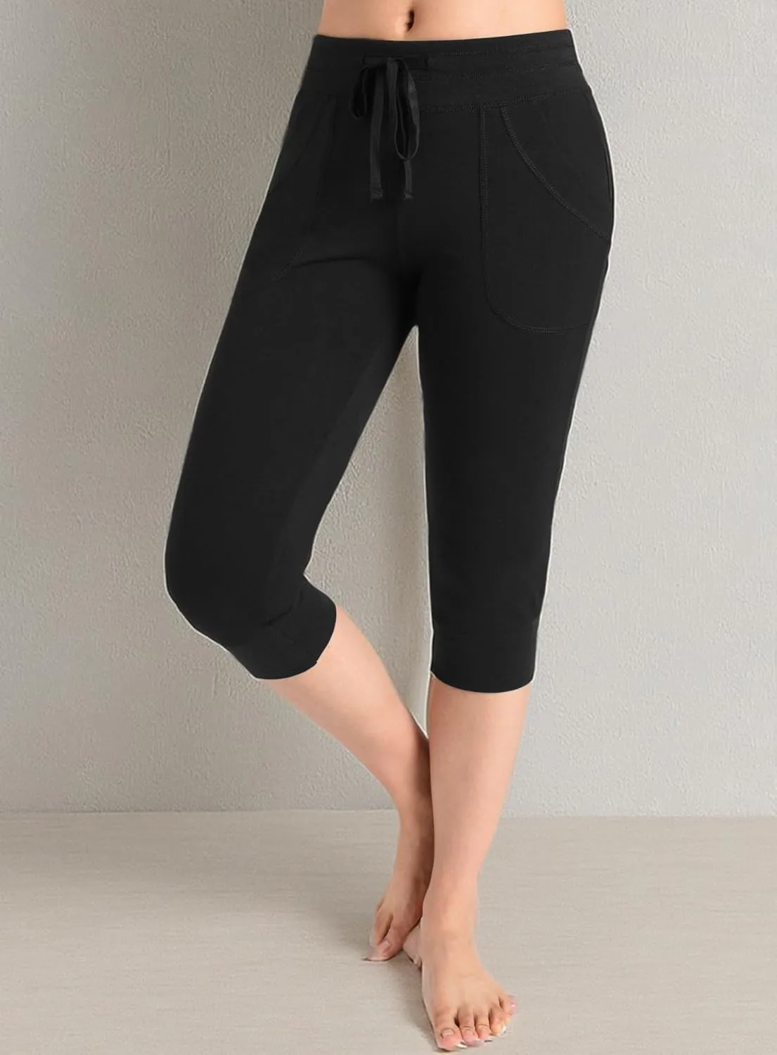 Weintee Women's Capri Joggers Jersey Sweatpants