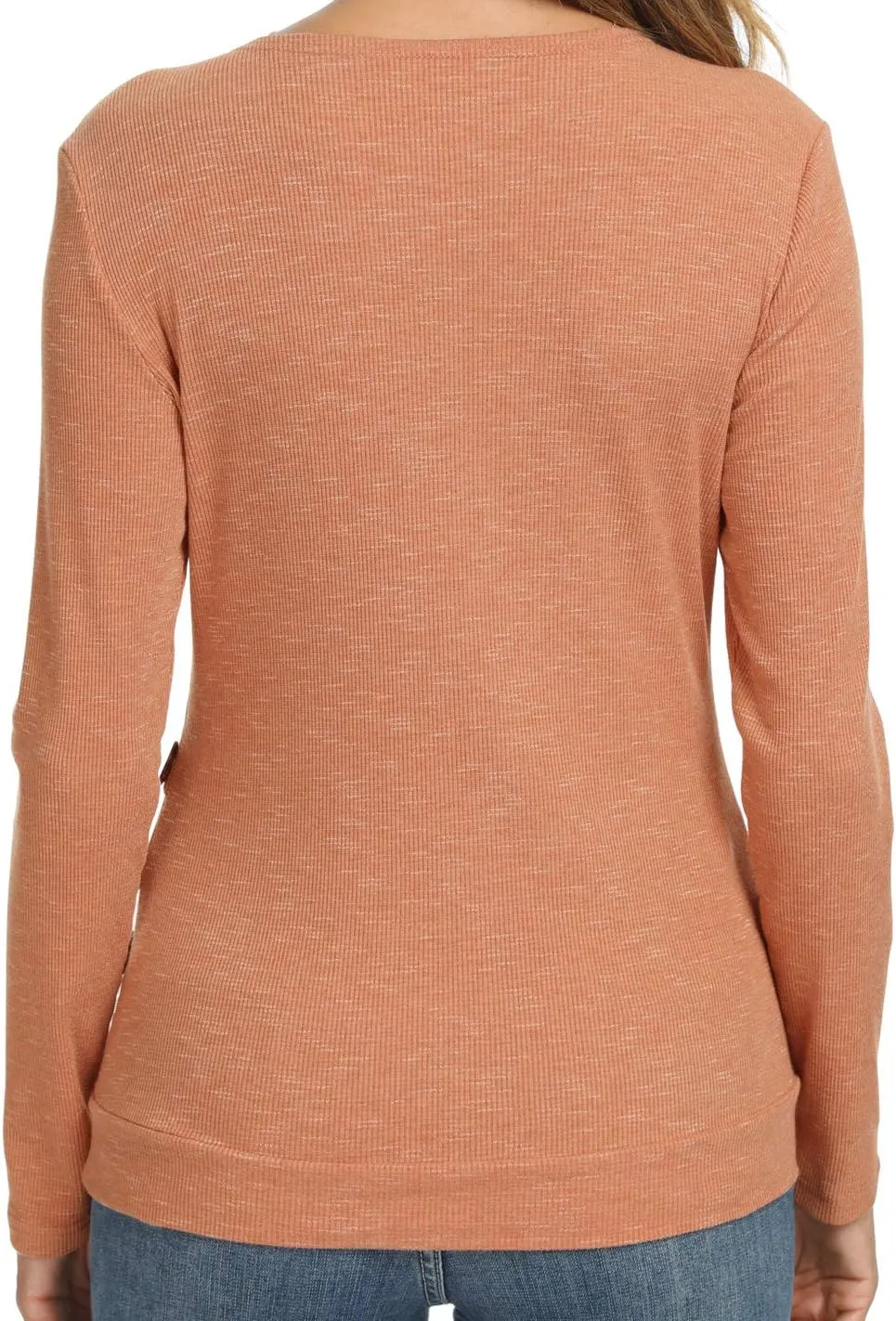 WEIYAN Women's Wrap V Neck Tops Tunic Long Sleeve Casual T-Shirts Blouse
