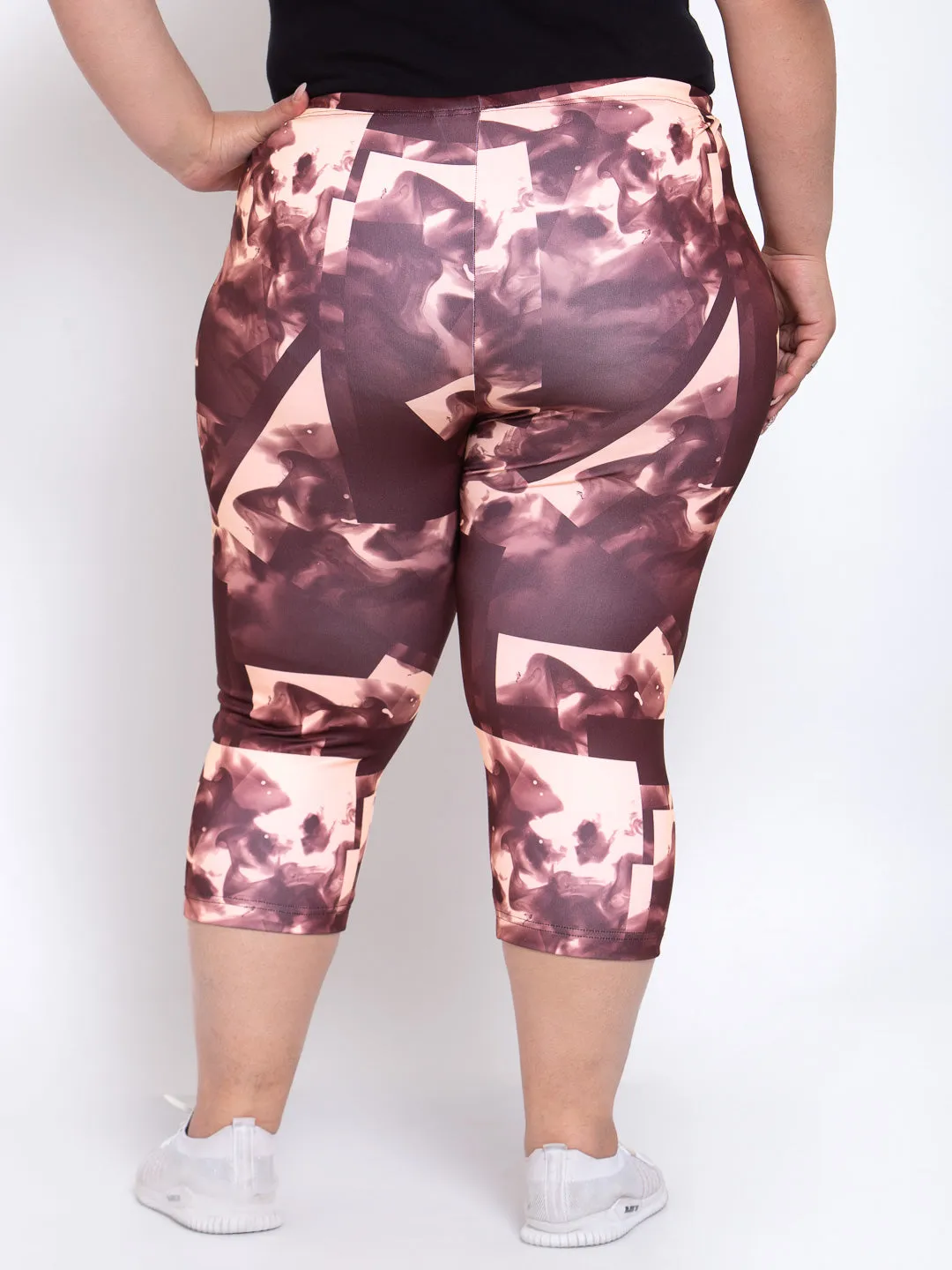 Women Brown & Cream-Coloured Printed Capris