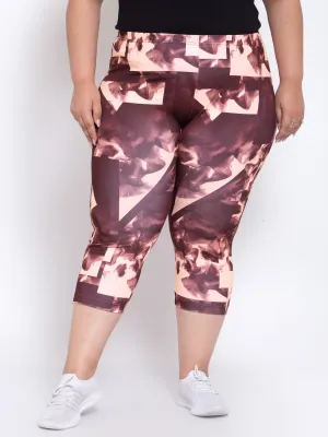 Women Brown & Cream-Coloured Printed Capris