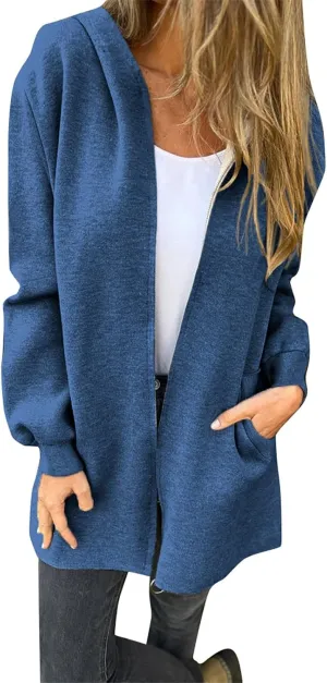 Womens Fall Fashion 2024 Oversized Dressy Cardigans Long Lightweight Coat Fall Sweater Jacket Outerwear with Pockets