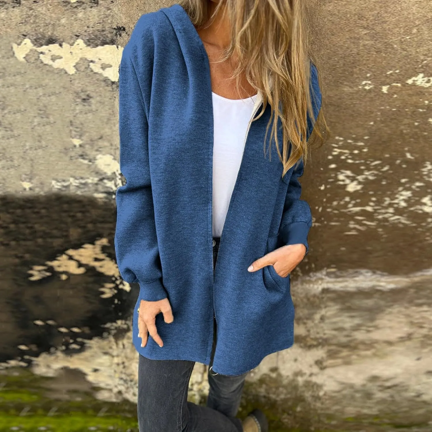 Womens Fall Fashion 2024 Oversized Dressy Cardigans Long Lightweight Coat Fall Sweater Jacket Outerwear with Pockets