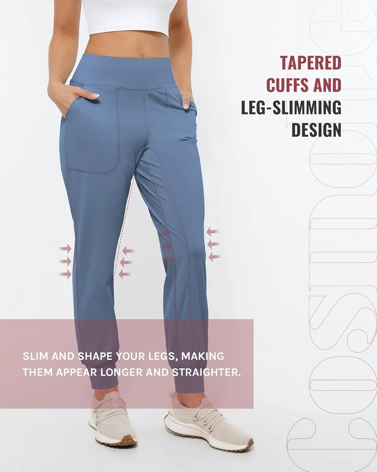 Women's Lightweight Joggers Pants Without Drawstring Running Sweatpants with Pockets for Women Lounge Travel