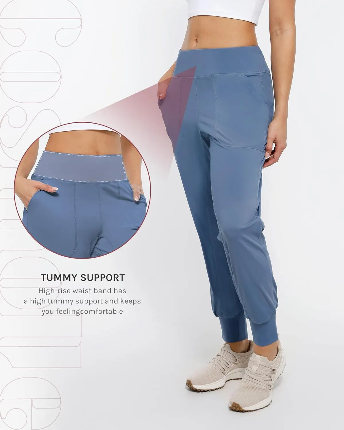 Women's Lightweight Joggers Pants Without Drawstring Running Sweatpants with Pockets for Women Lounge Travel