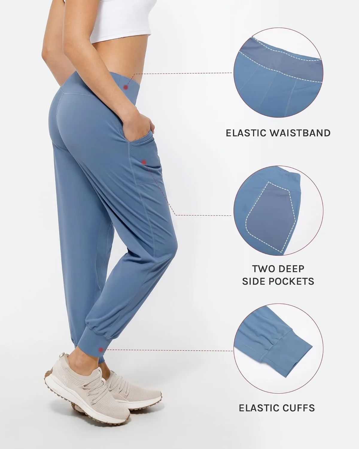 Women's Lightweight Joggers Pants Without Drawstring Running Sweatpants with Pockets for Women Lounge Travel